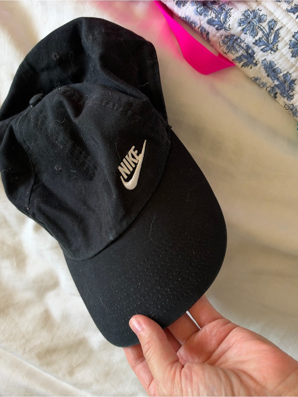 Nike Black Cap with White Swoosh Embroidery
